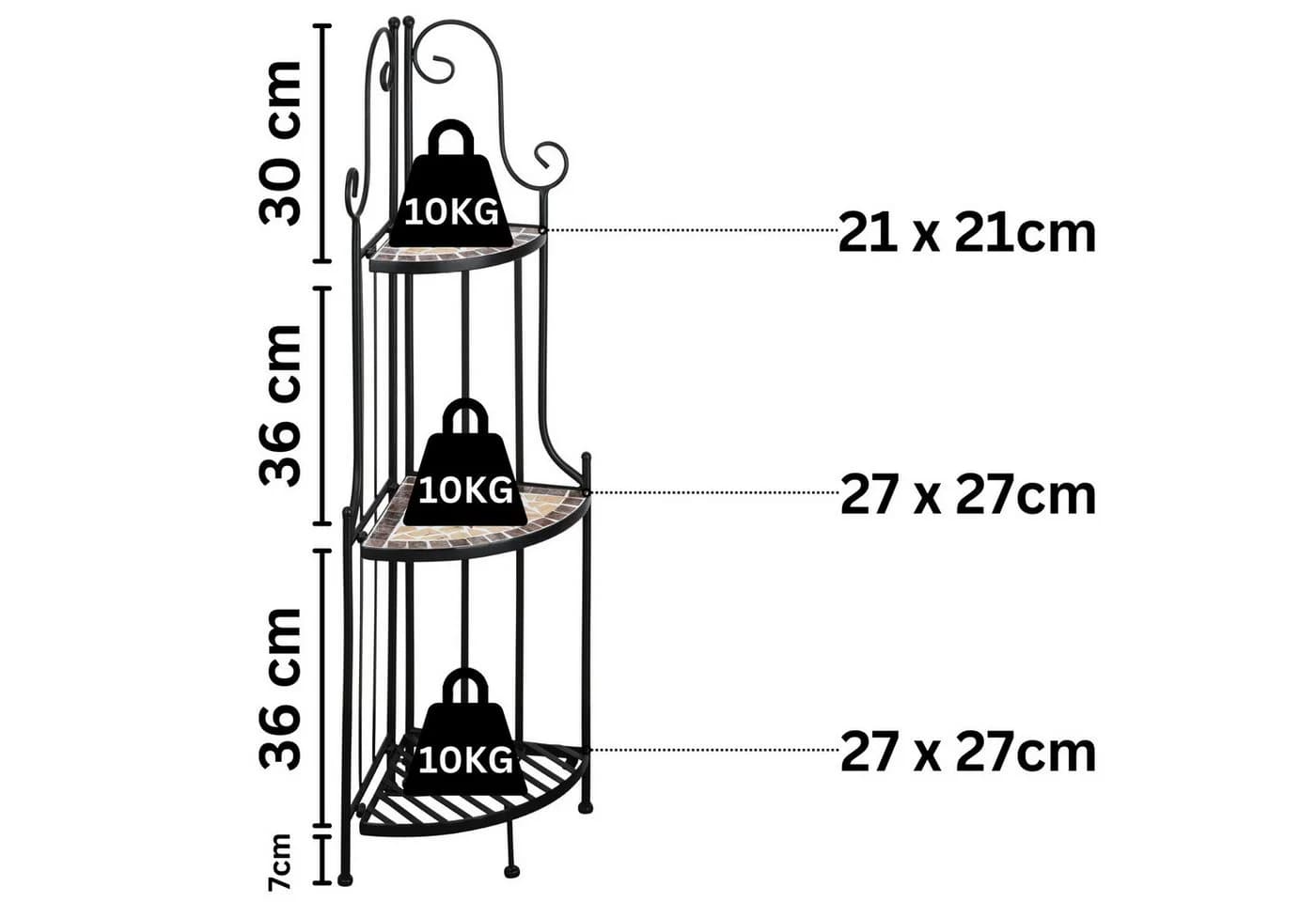 Kamelio Standregal Kleines Eckregal 115cm Pflanzenständer Pflanzenregal - Bild 4
