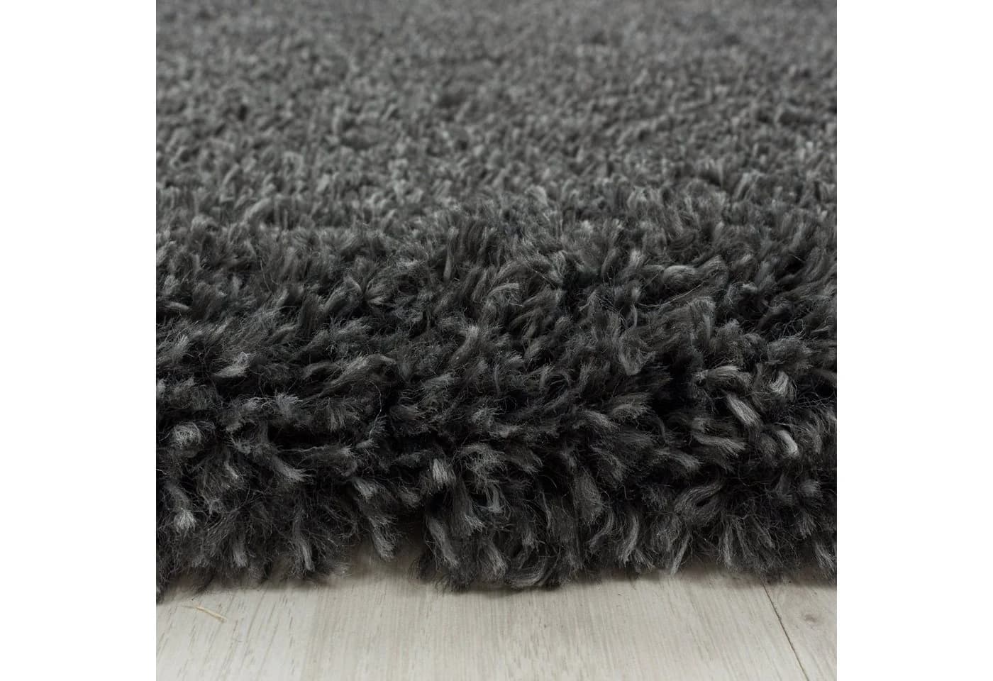 SIMPEX24 Teppich Unicolor Grau Rund Shaggy Modern
