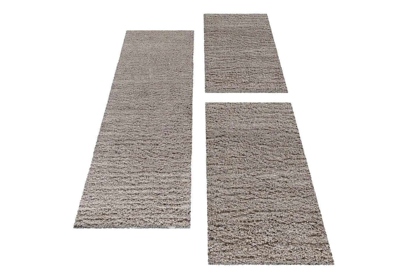 SIMPEX24 Hochflor-Bettumrandung 3-tlg. Beige Unicolor