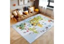 SIMPEX24 Kinderteppich Weltkarte mit Tierdesign Blau Rutschfest Bild 2