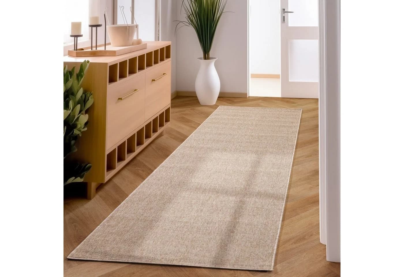 SIMPEX24 Teppich Unicolor Beige Schlingen Kurzflor Modern