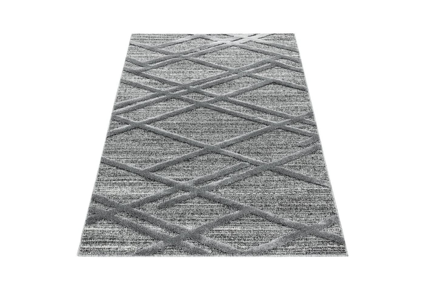 SIMPEX24 Teppich Boho Design Grau Hochflor 3D Optik
