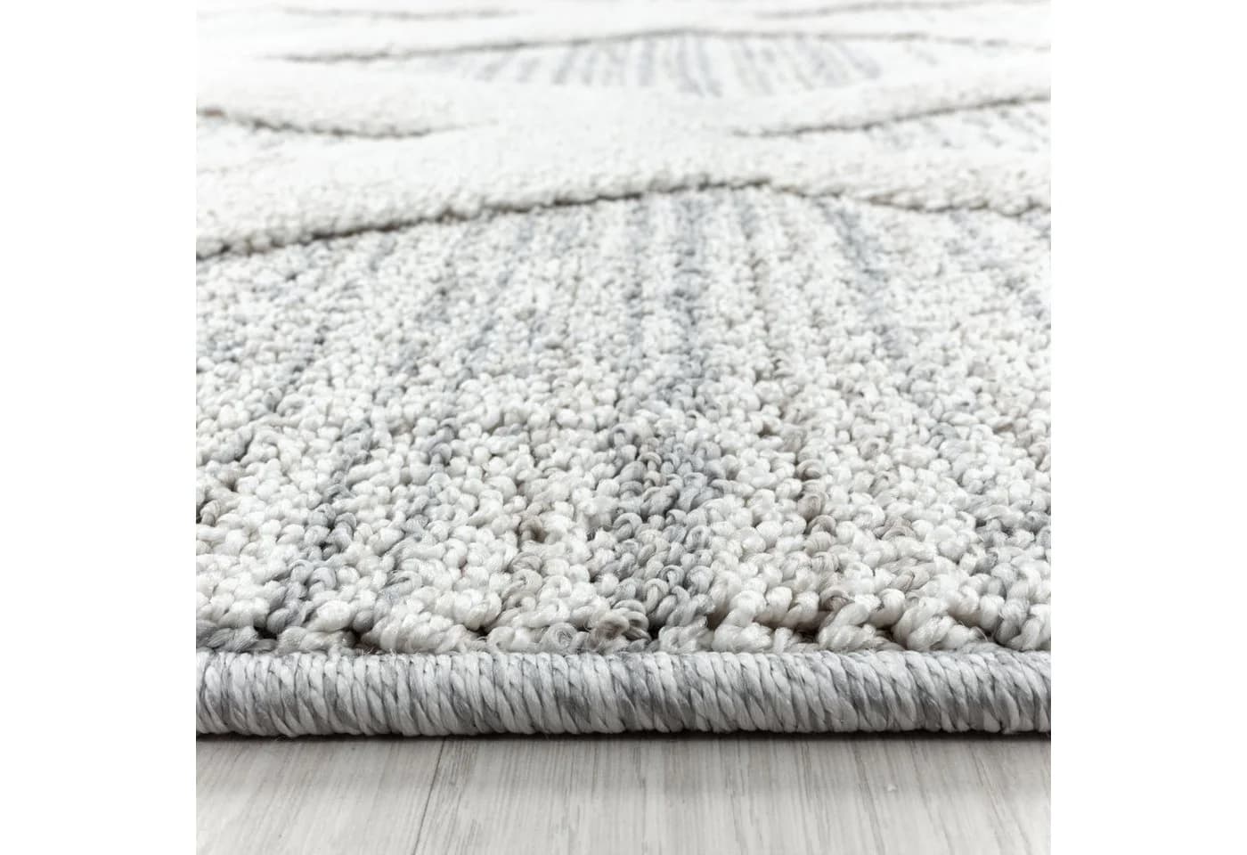 SIMPEX24 Hochflor-Bettumrandung Boho-Design Grau 3-teilig - Bild 4