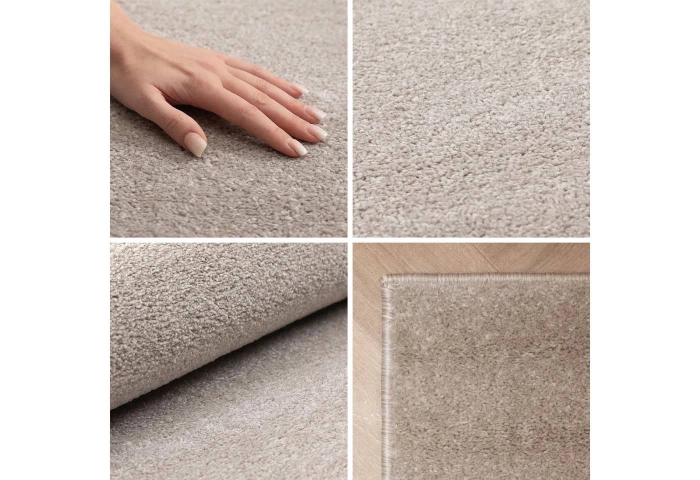 SIMPEX24 Bettumrandung Set 3-tlg. Kurzflor Beige Unicolor