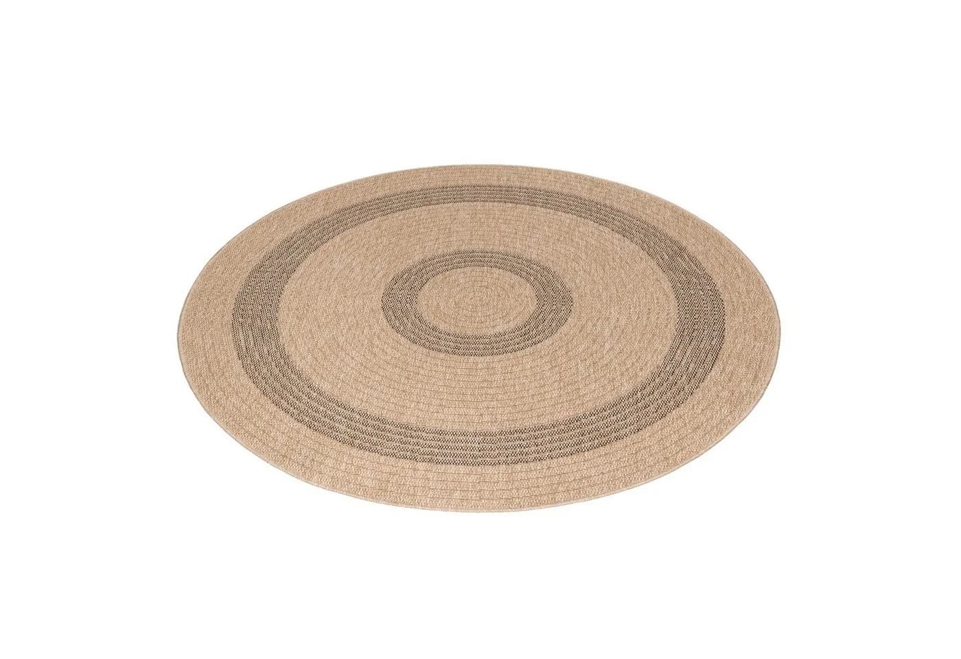 SIMPEX24 Outdoorteppich Vintage Design Rund 5 mm Naturfarben