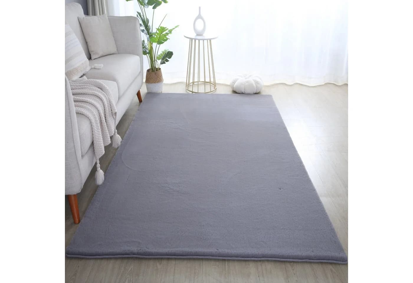 SIMPEX24 Teppich Unicolor Grau Hochflor Polyester Modern