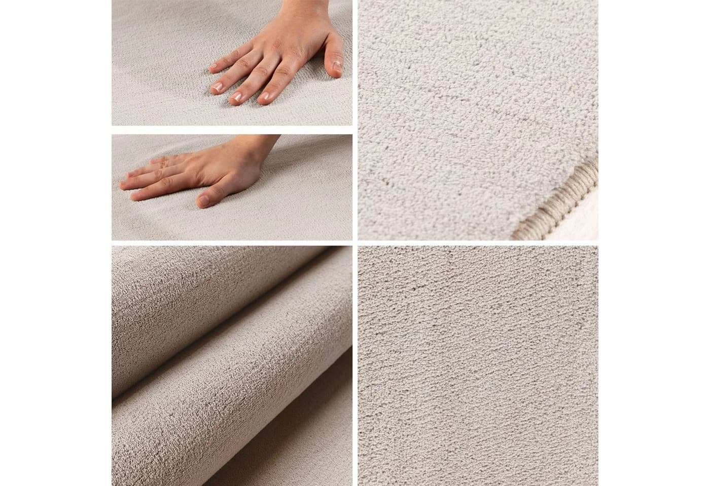 SIMPEX24 Teppich Unicolor Creme Rund Moderner Flauschiger Kurzflor