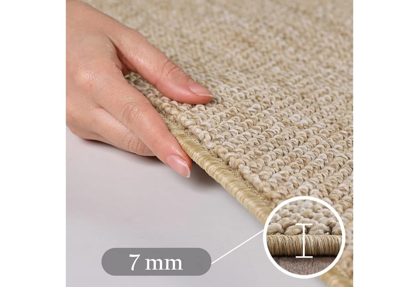 SIMPEX24 Teppich Unicolor 7 mm Schlingenteppich Schlafzimmer Einfarbig Meliert Design - Bild 5