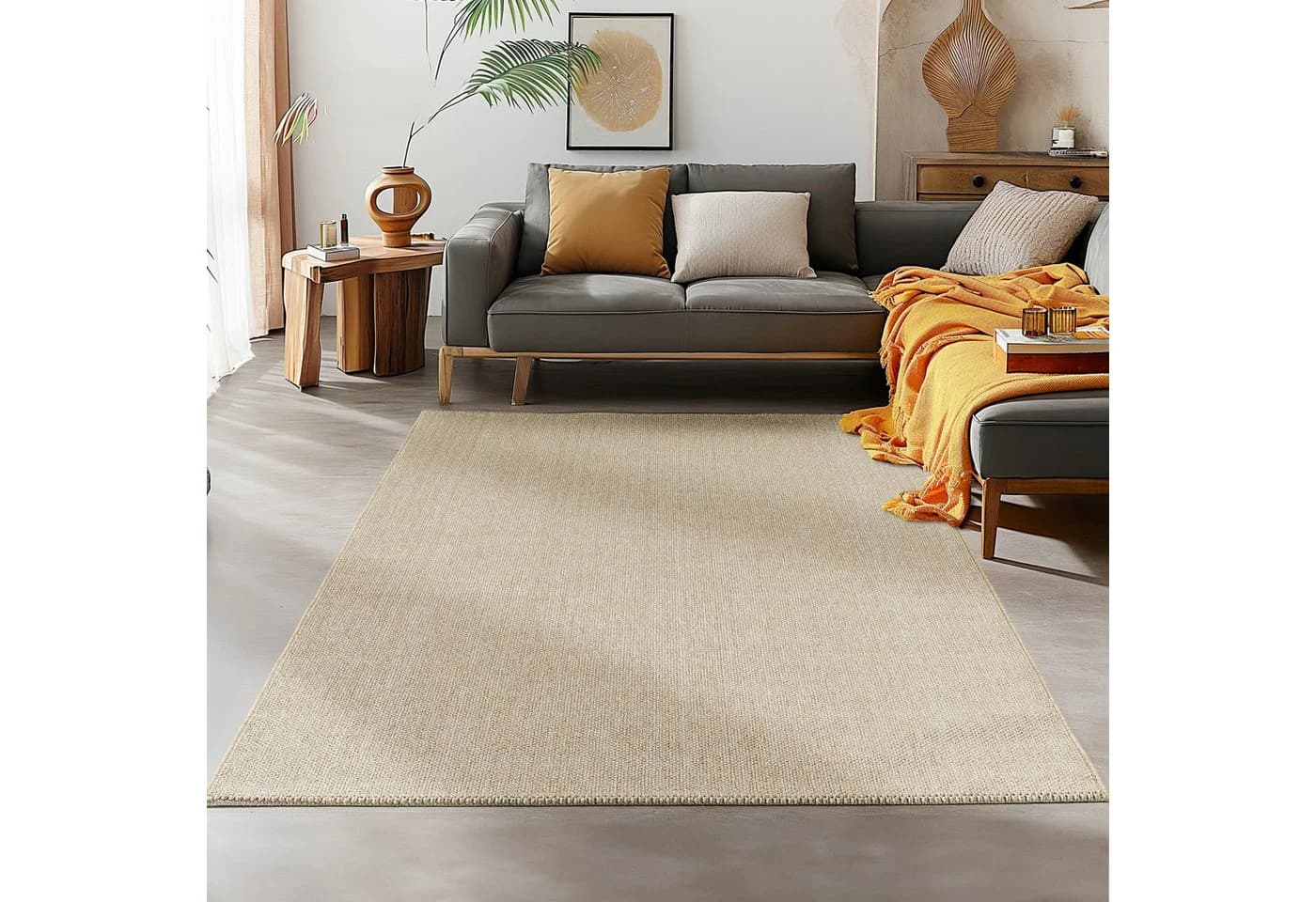 SIMPEX24 Teppich Unicolor Beige Schlingenteppich Rechteckig - Bild 3