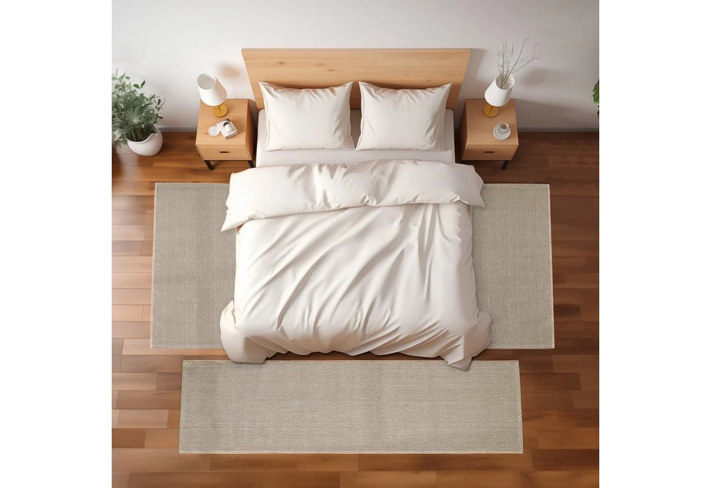 SIMPEX24 Bettumrandung 3-tlg. Beige Cut-Loop Kurzflor - Bild 2