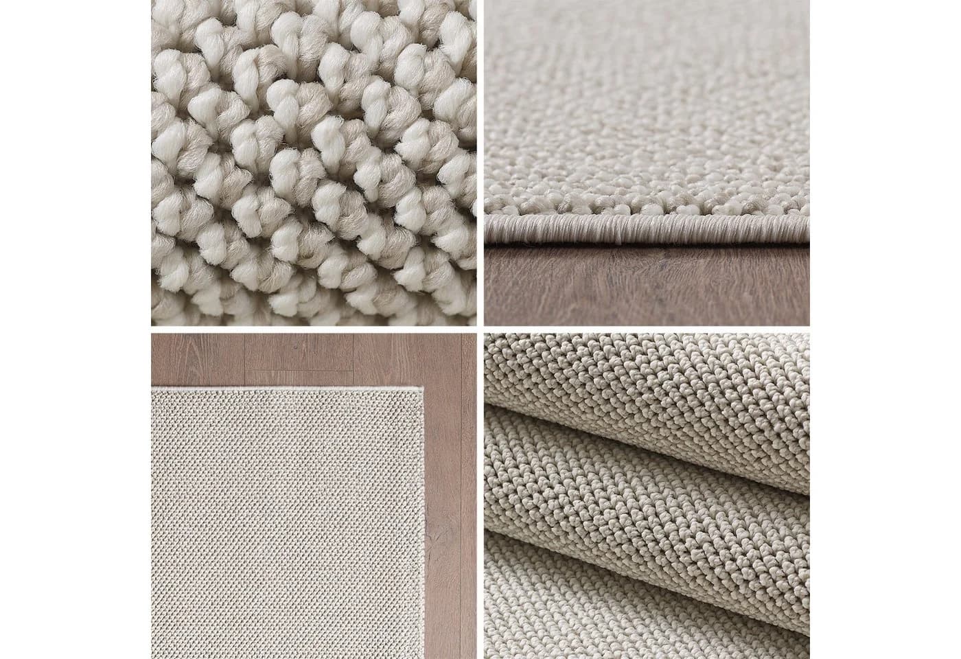 SIMPEX24 Teppich Unicolor Rund Schlingenteppich Creme Meliert