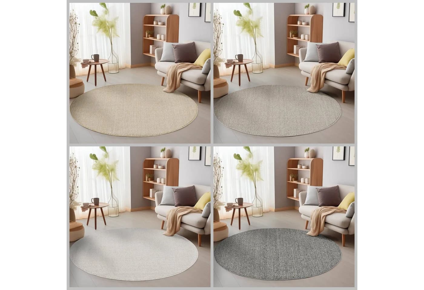 SIMPEX24 Teppich Unicolor Rund Schlingenteppich Creme Meliert - Bild 5
