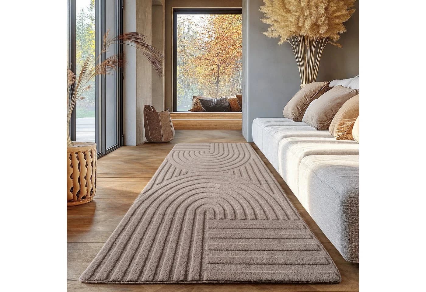 SIMPEX24 Designteppich Unicolor Beige Boho Teppich