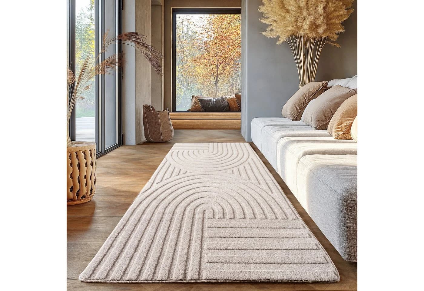 SIMPEX24 Designteppich Unicolor Beige Boho 12mm Florhöhe