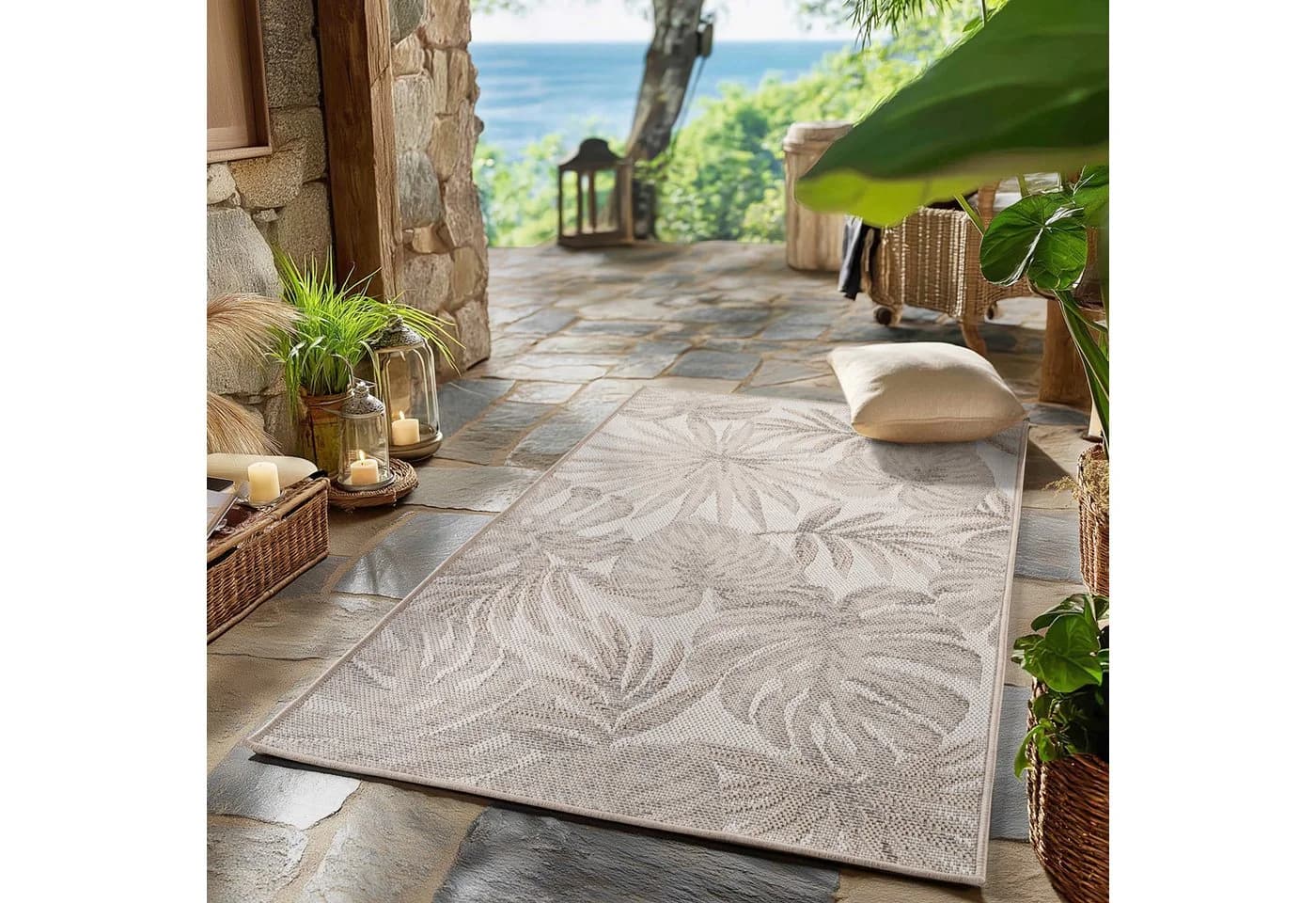 SIMPEX24 Outdoorteppich Boho Design Beige Wetterfest - Bild 2