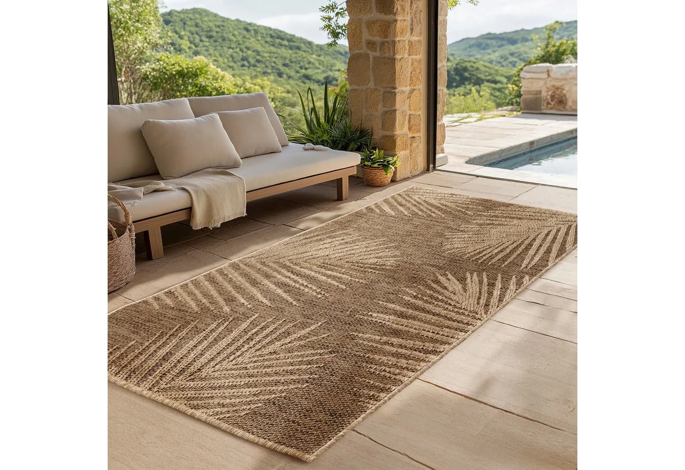 SIMPEX24 Outdoorteppich Boho Design Beige Wetterfest - Bild 2