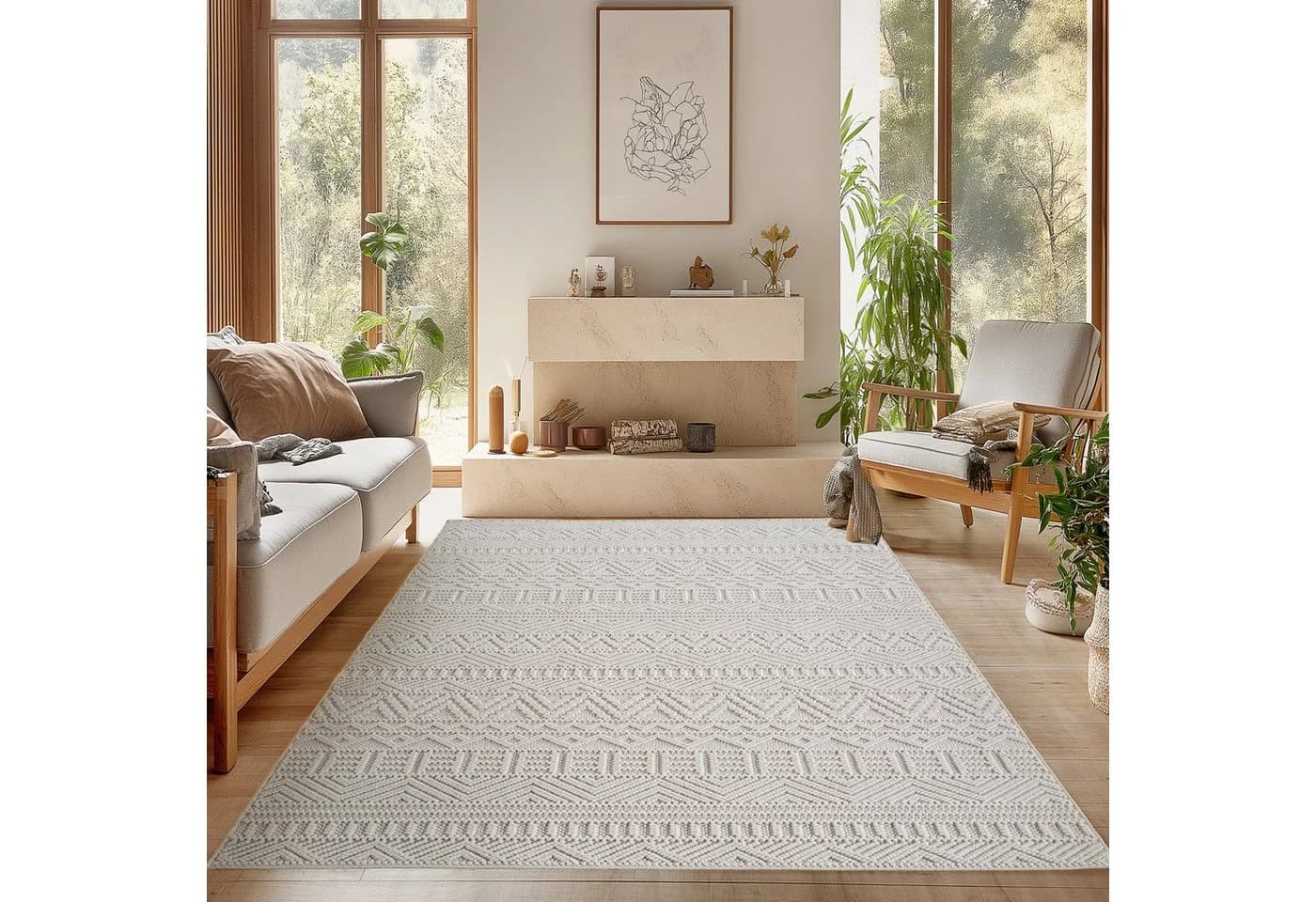 SIMPEX24 Designteppich Einfarbig Boucle Loop Rechteckig - Bild 2