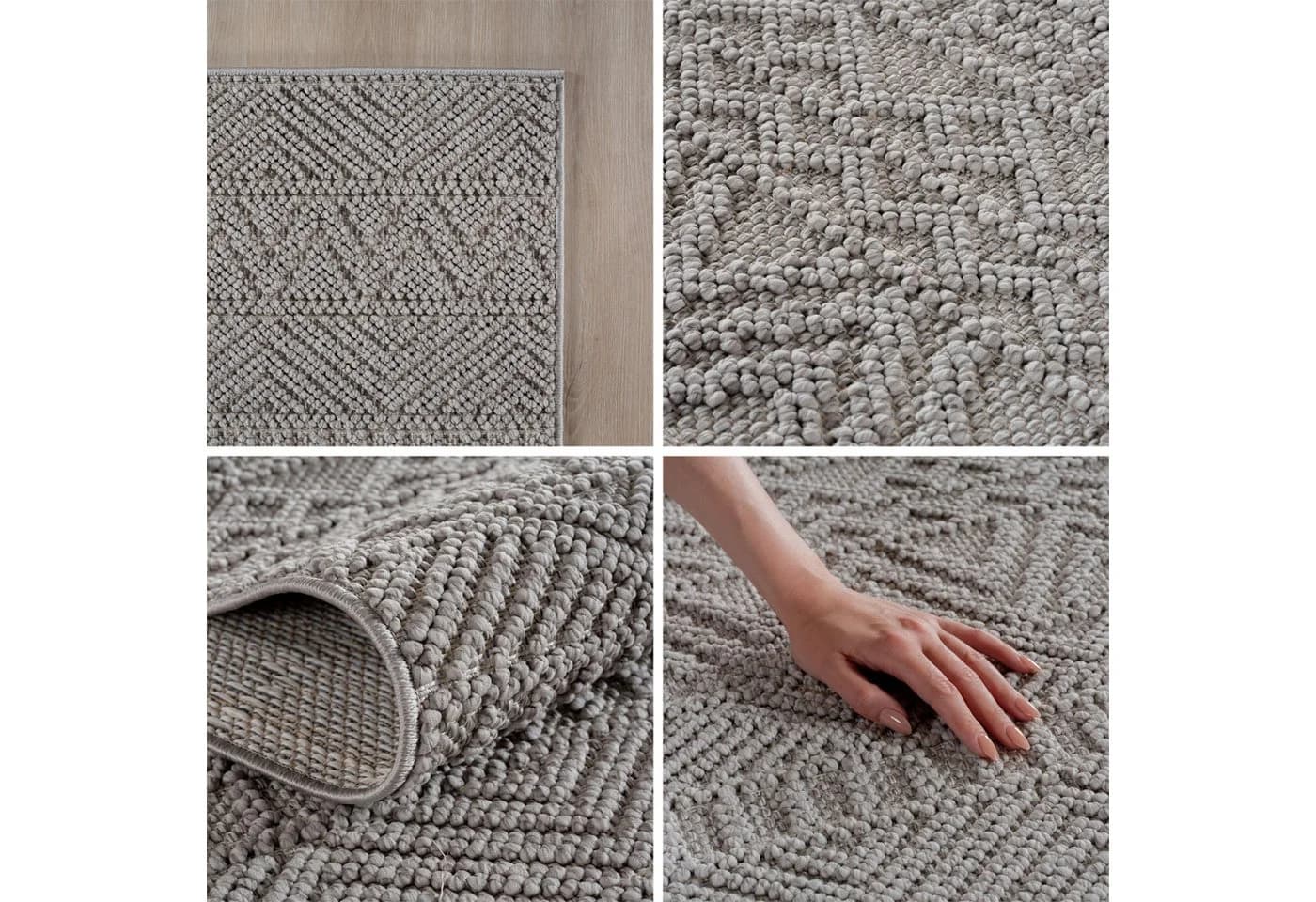 SIMPEX24 Designteppich Einfarbig Boucle Loop Grau Silber