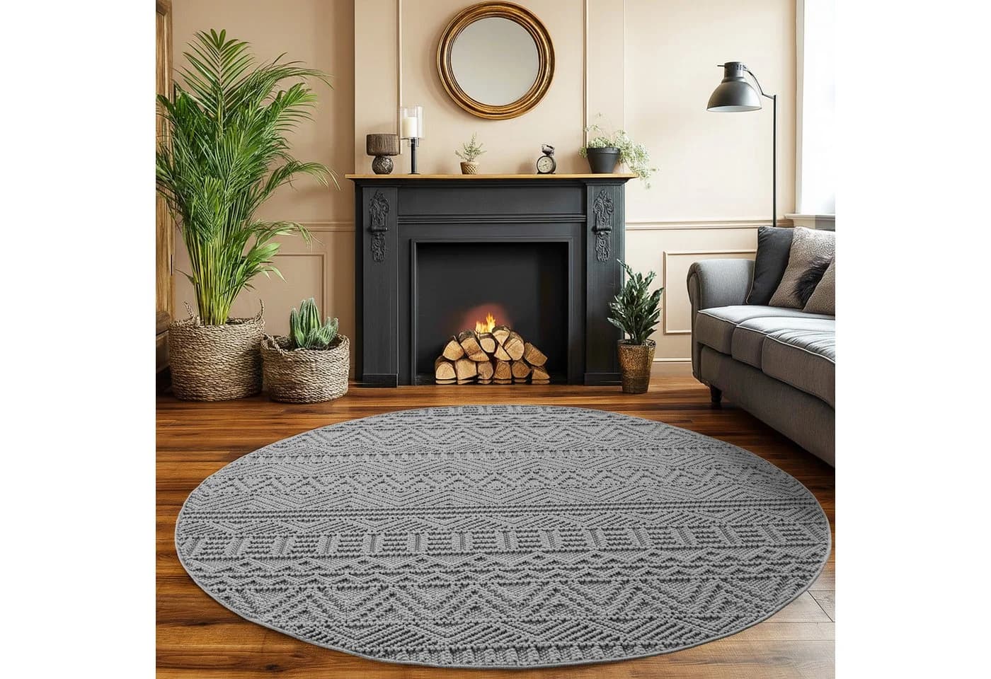 SIMPEX24 Designteppich Einfarbig Boucle Loop Grau Silber - Bild 2