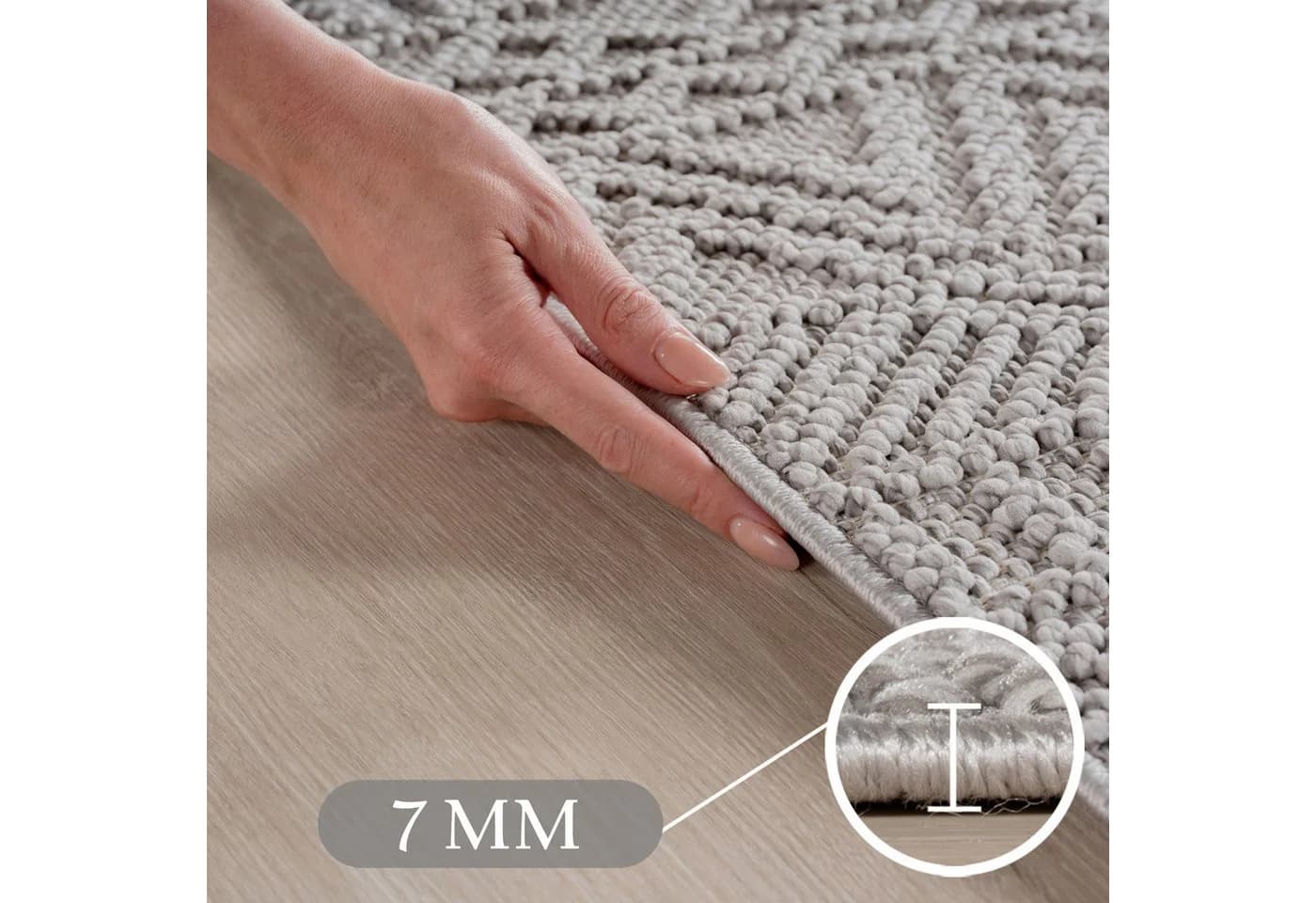 SIMPEX24 Designteppich Einfarbig Boucle Loop Grau Silber - Bild 3