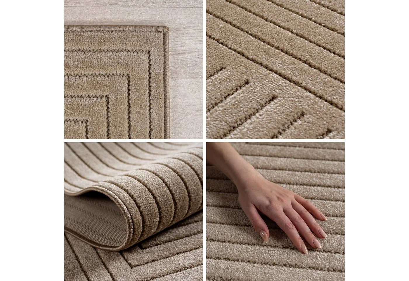 SIMPEX24 Outdoorteppich Skandinavischer 3D Design Rund Beige - Bild 4