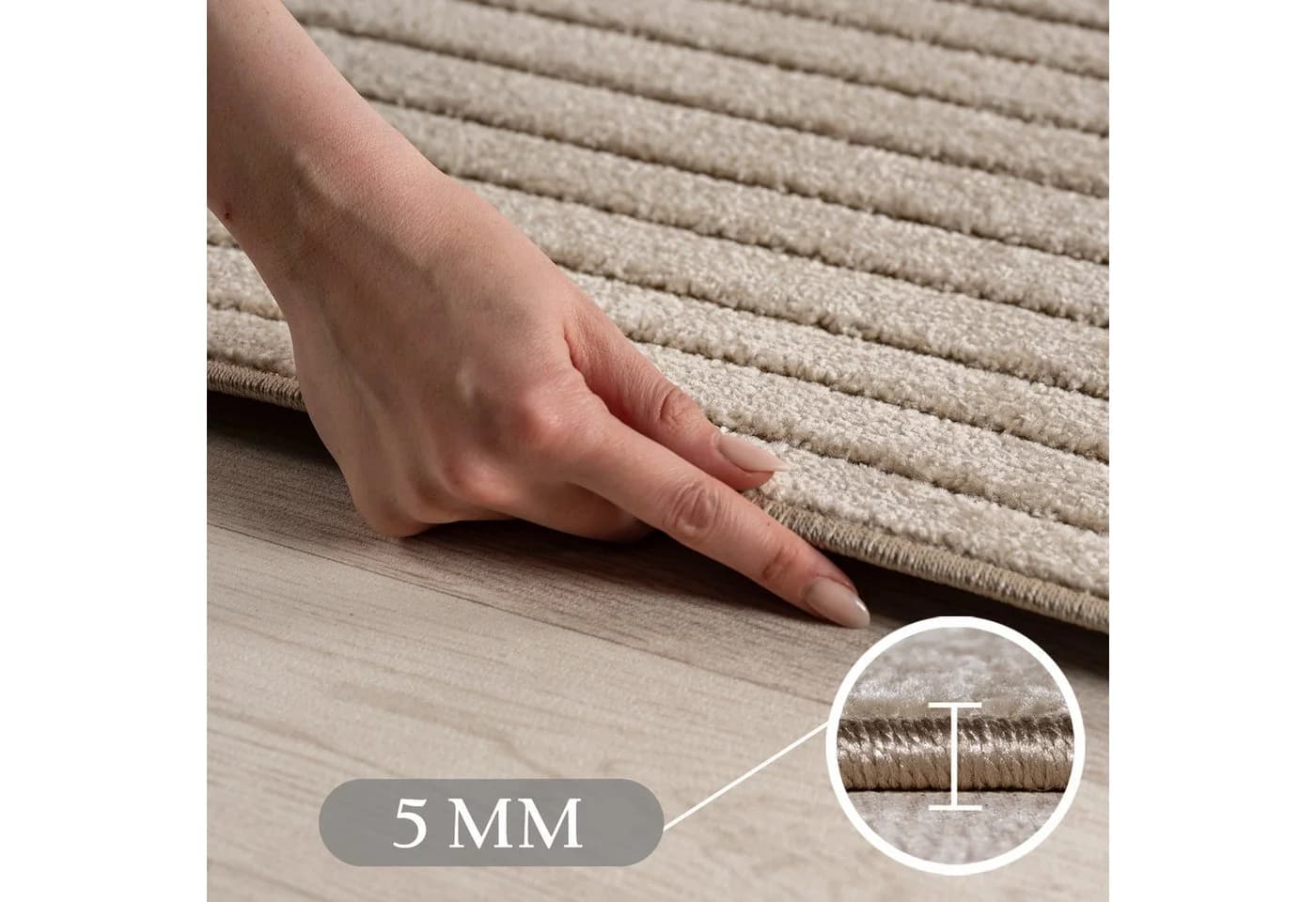 SIMPEX24 Outdoorteppich Skandinavischer 3D Design Rund Beige - Bild 5