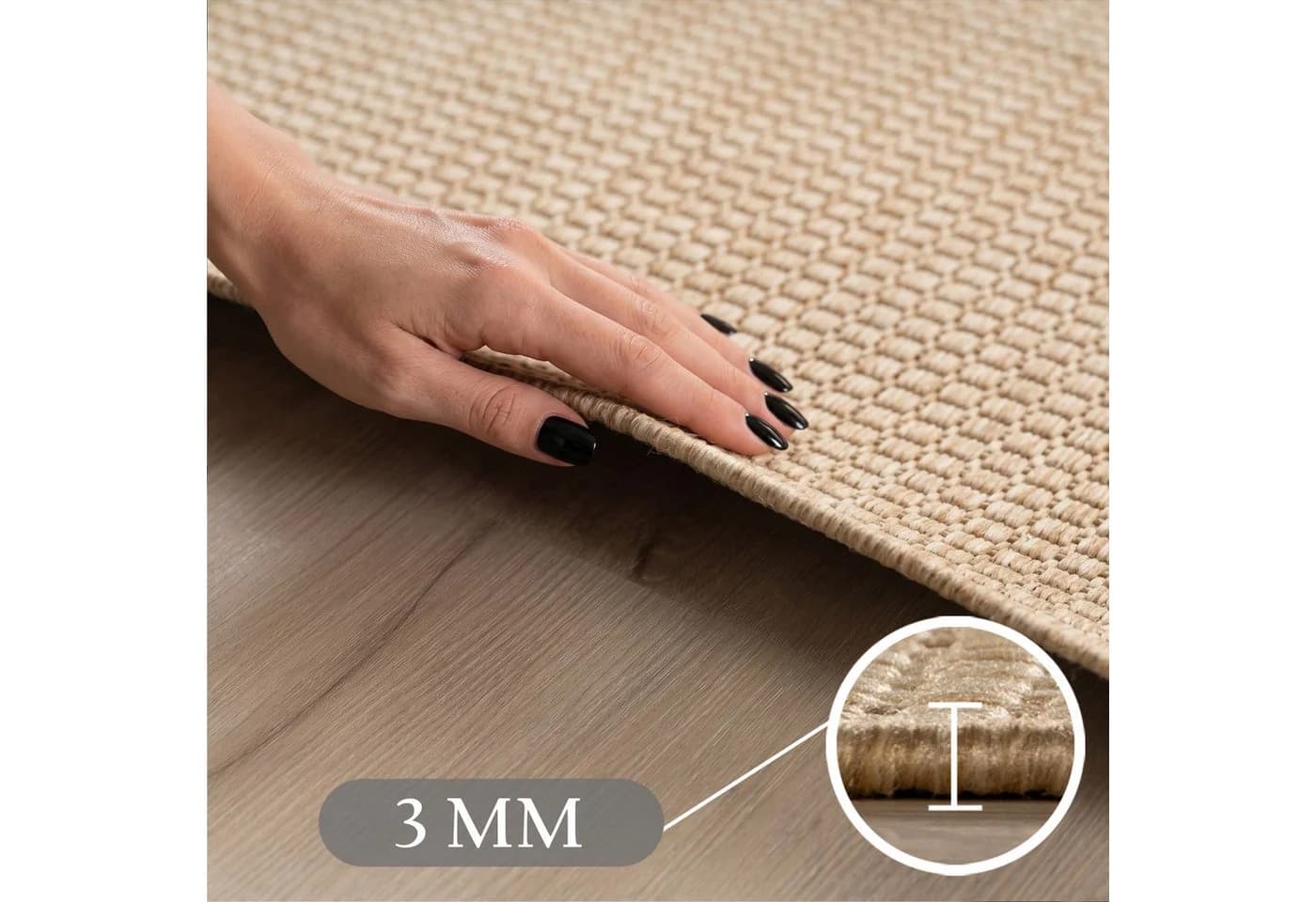 SIMPEX24 Outdoorteppich Rund Beige Wetterfest - Bild 4