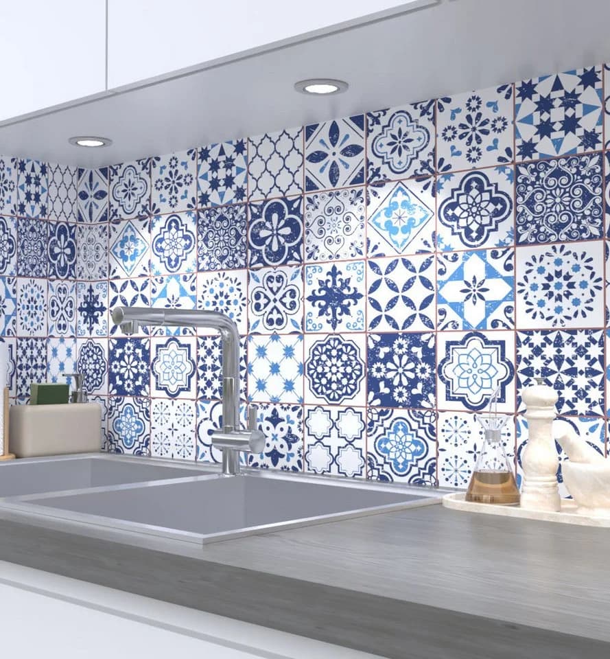 MyMaxxi Küchenrückwand Retro blaue Fliesen selbstklebend Spritzschutz - Bild 2