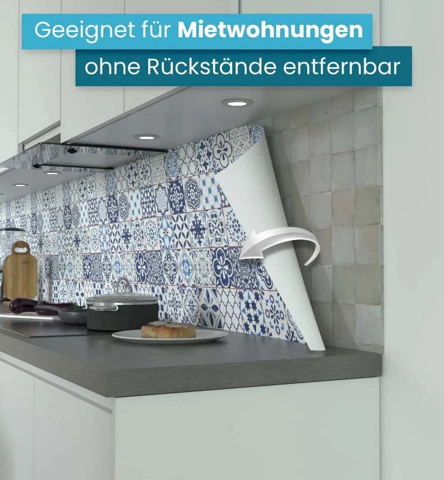 MyMaxxi Küchenrückwand Retro blaue Fliesen selbstklebend Spritzschutz - Bild 3