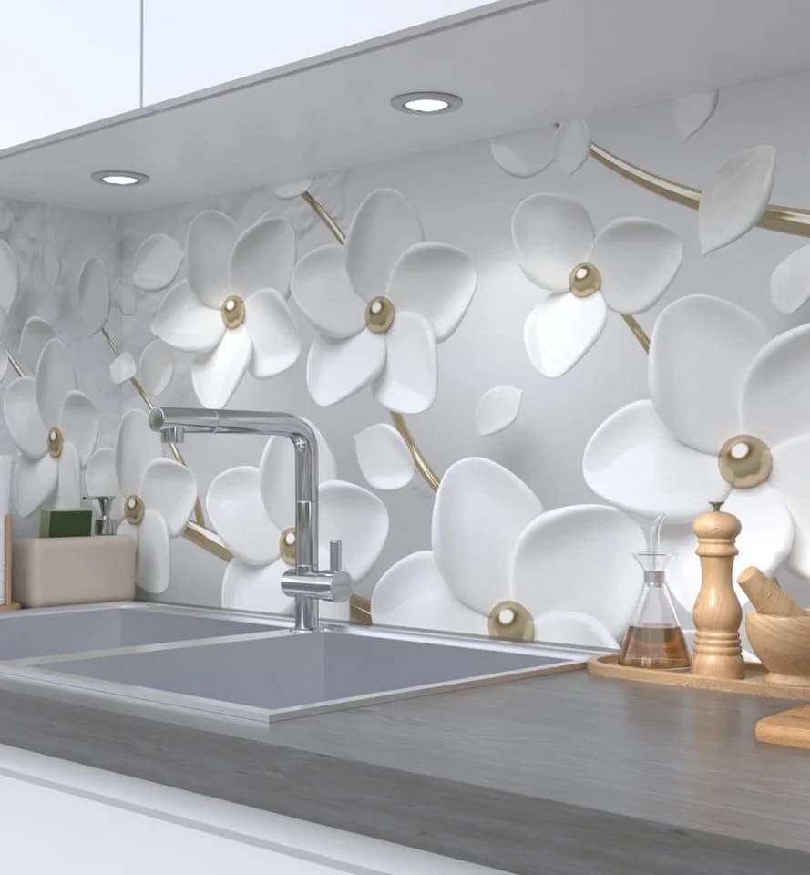 MyMaxxi Küchenrückwand Blühender Blütenbaum Baum Gold Weiss - Bild 2