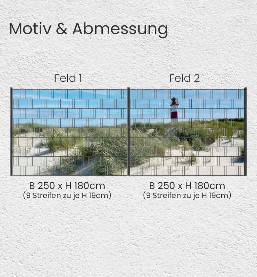 MyMaxxi Sichtschutzstreifen Leuchtturm an der Nordsee Blau Polyester - Bild 4