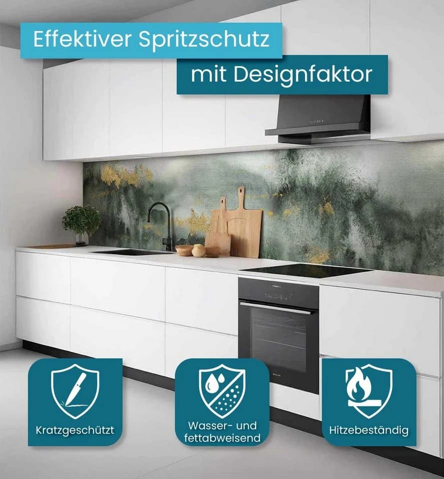 MyMaxxi Küchenrückwand Selbstklebend Moosgrün Abstrakt Marmor