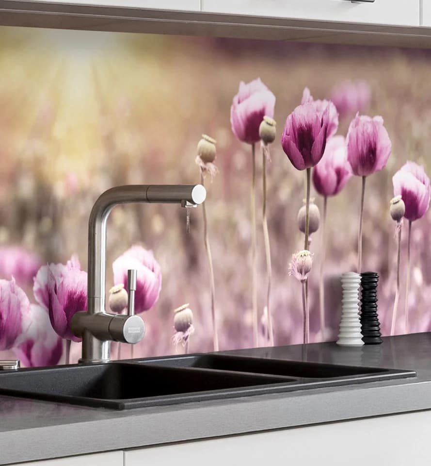 MyMaxxi Küchenrückwand Selbstklebend Lila Blumen Spritzschutz Folie - Bild 2