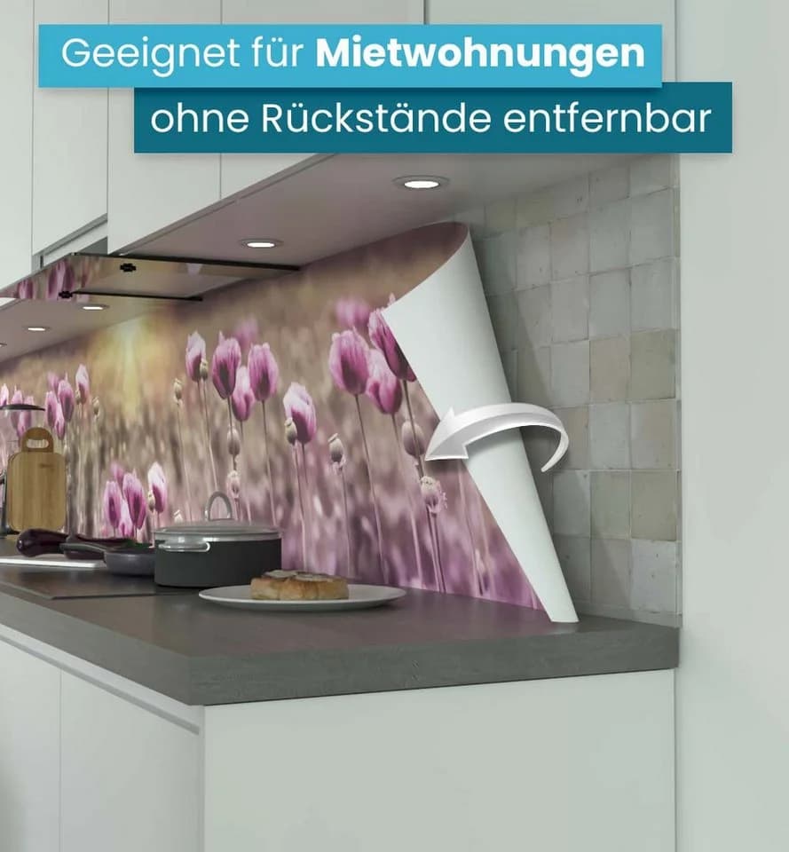 MyMaxxi Küchenrückwand Selbstklebend Lila Blumen Spritzschutz Folie - Bild 3
