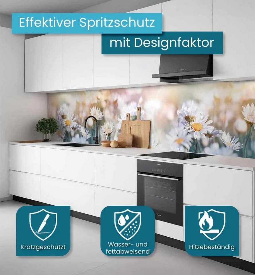 MyMaxxi Küchenrückwand Blumen Margeriten Selbstklebend Spritzschutz Folie