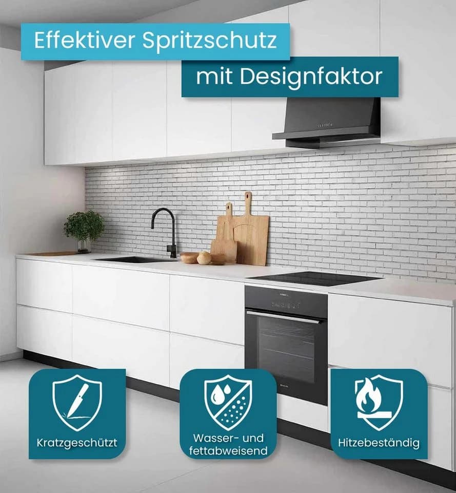 MyMaxxi Küchenrückwand Selbstklebend Weiße Ziegelsteine Mauer-Design
