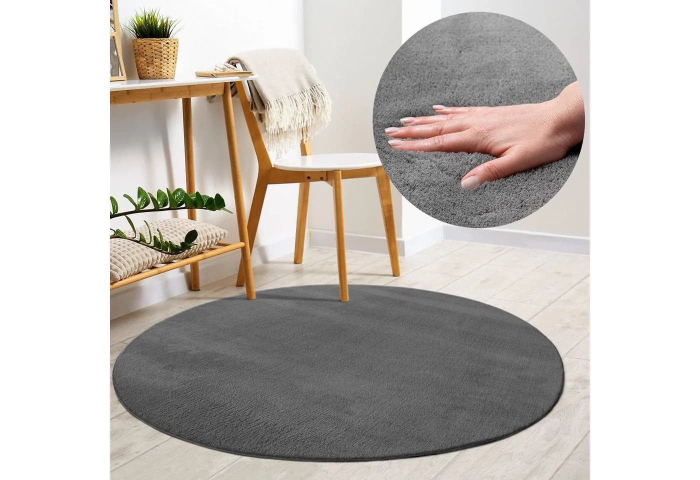MERINOS Kunstfellteppich Loft 37 Anthrazit 160 cm Polyester