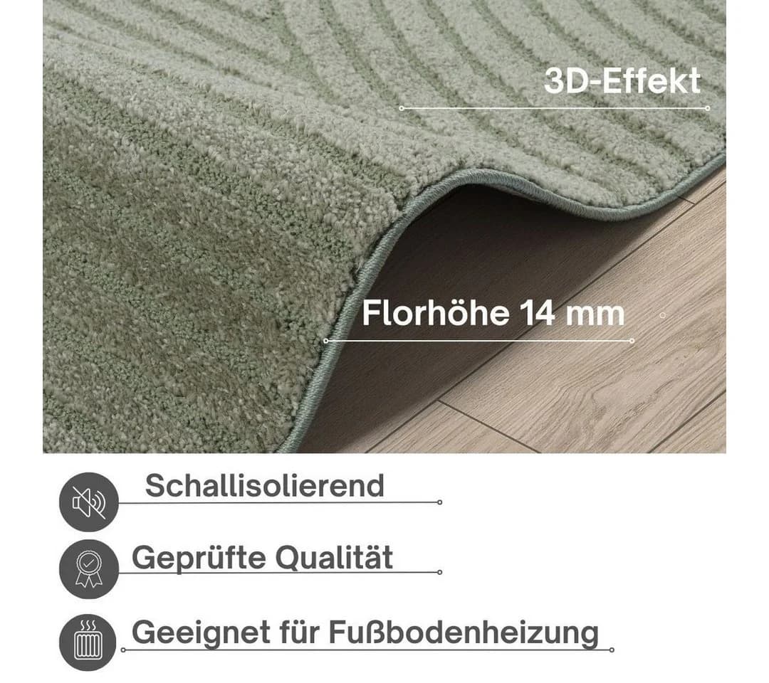 OTTO home Designteppich Eliaan 3D Optik/Hoch-Tief Effekt, rechteckig, Höhe: 14 mm, hohe Flordichte und angenehm weich, Teppich Wohnzimmer Boho Design - Bild 4