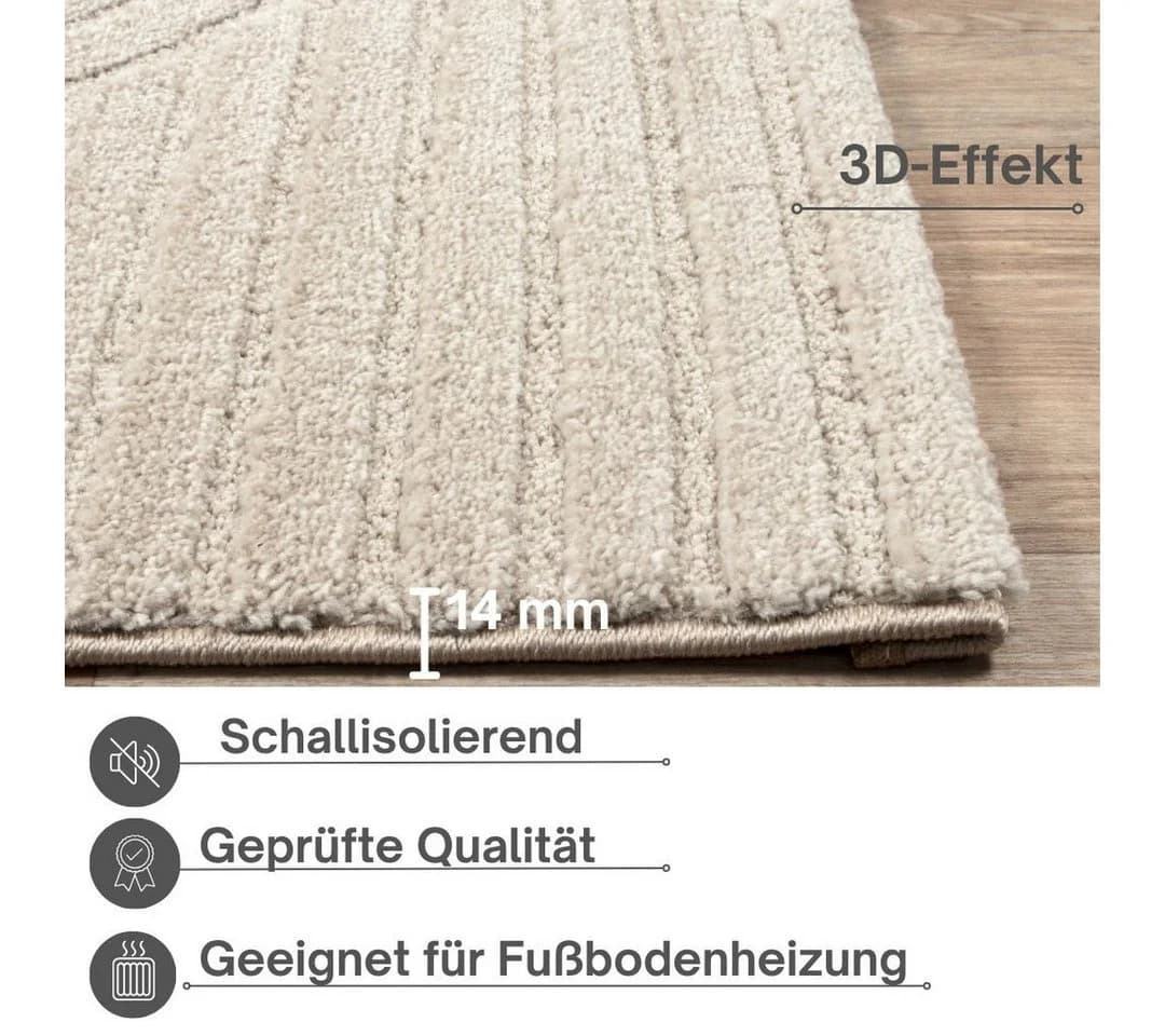 OTTO home Designteppich Eliaan 3D Optik Hoch-Tief Effekt Beige Boho Design - Bild 4