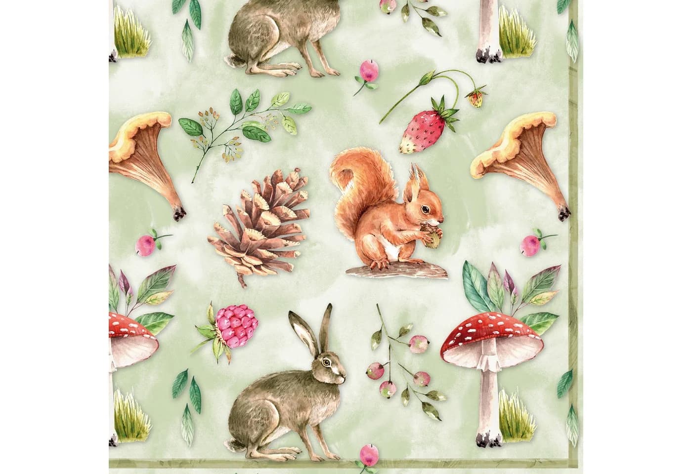 ti-flair Papierserviette 33x33cm 3-lagig Motiv Eichhörnchen Hase