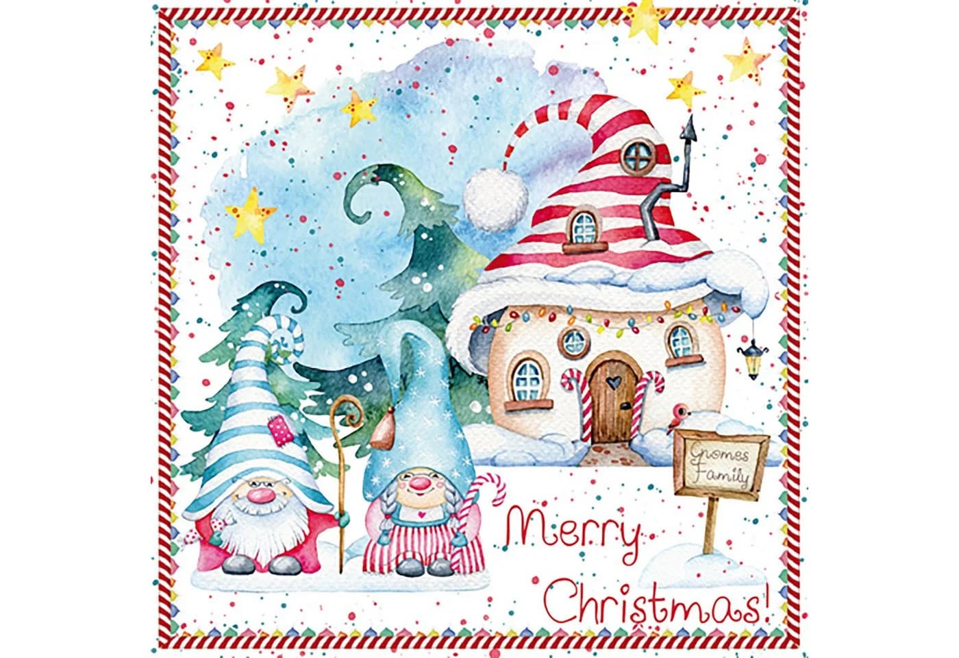 ti-flair Papierserviette 33x33cm Weihnachts-Gnome 20 Stück Bunt
