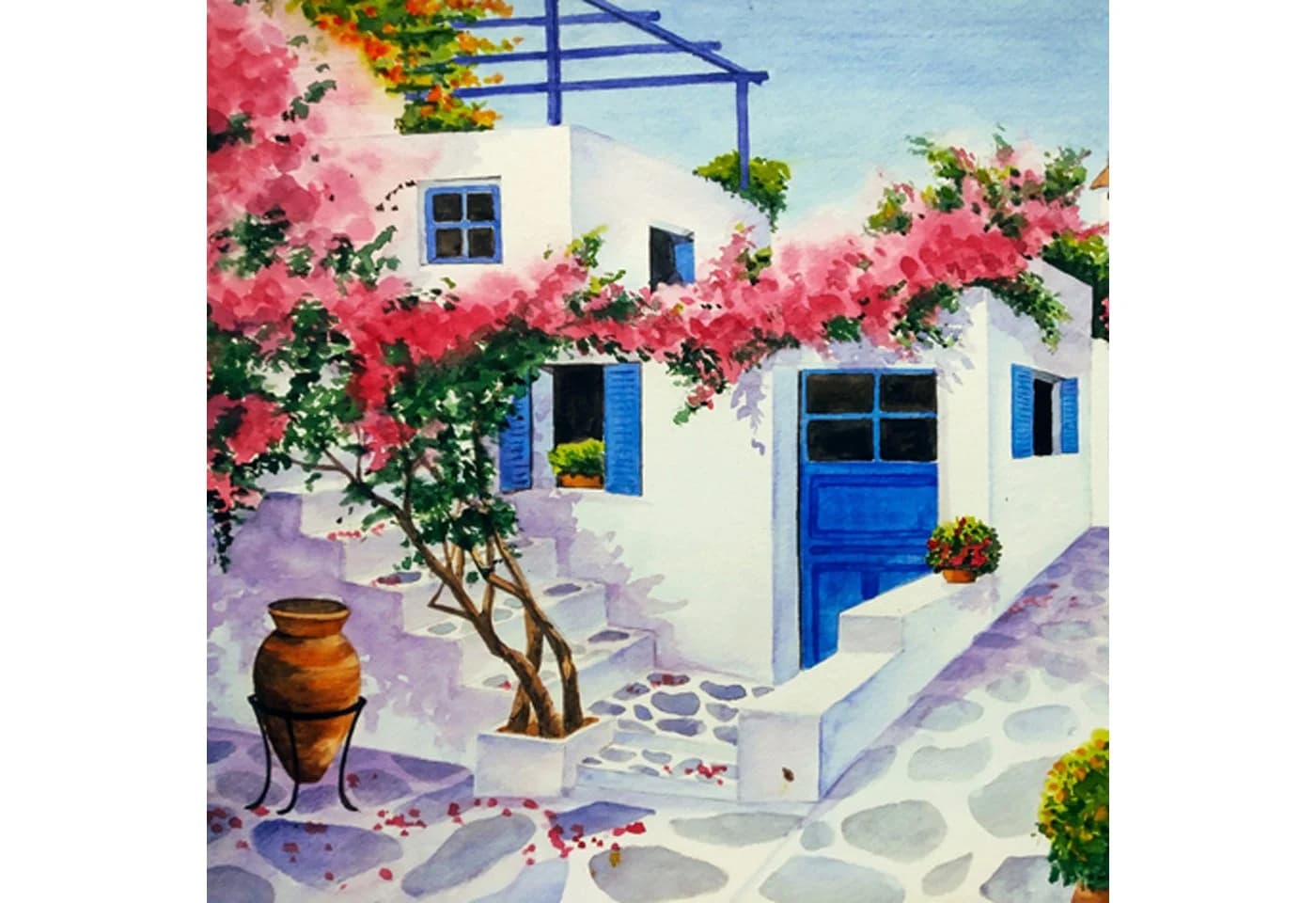 ti-flair Papierserviette 3-lagig Griechisches Motiv Blau/Weiß