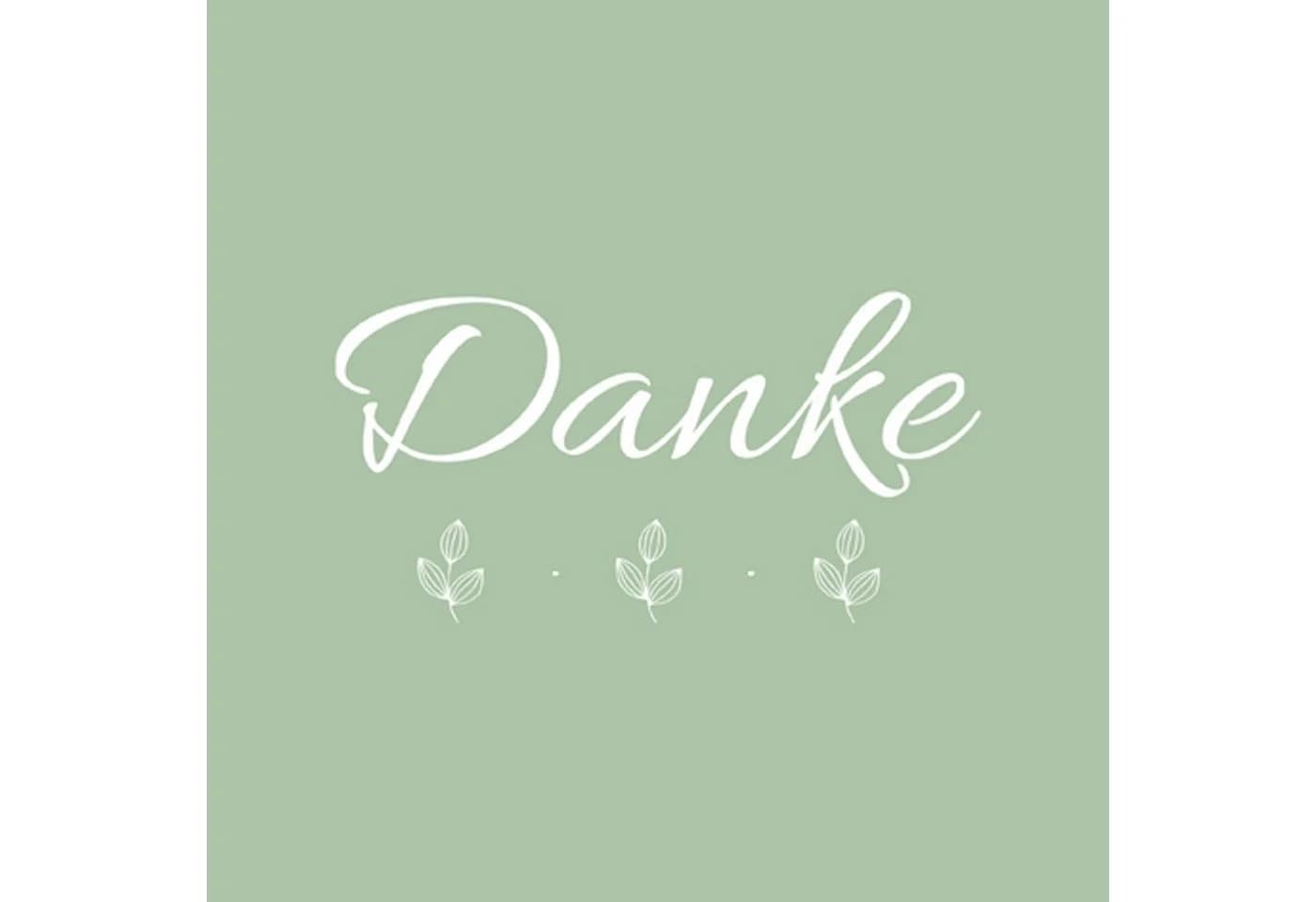 ti-flair Papierserviette Danke 33x33cm Grün/Weiß 20 Stk