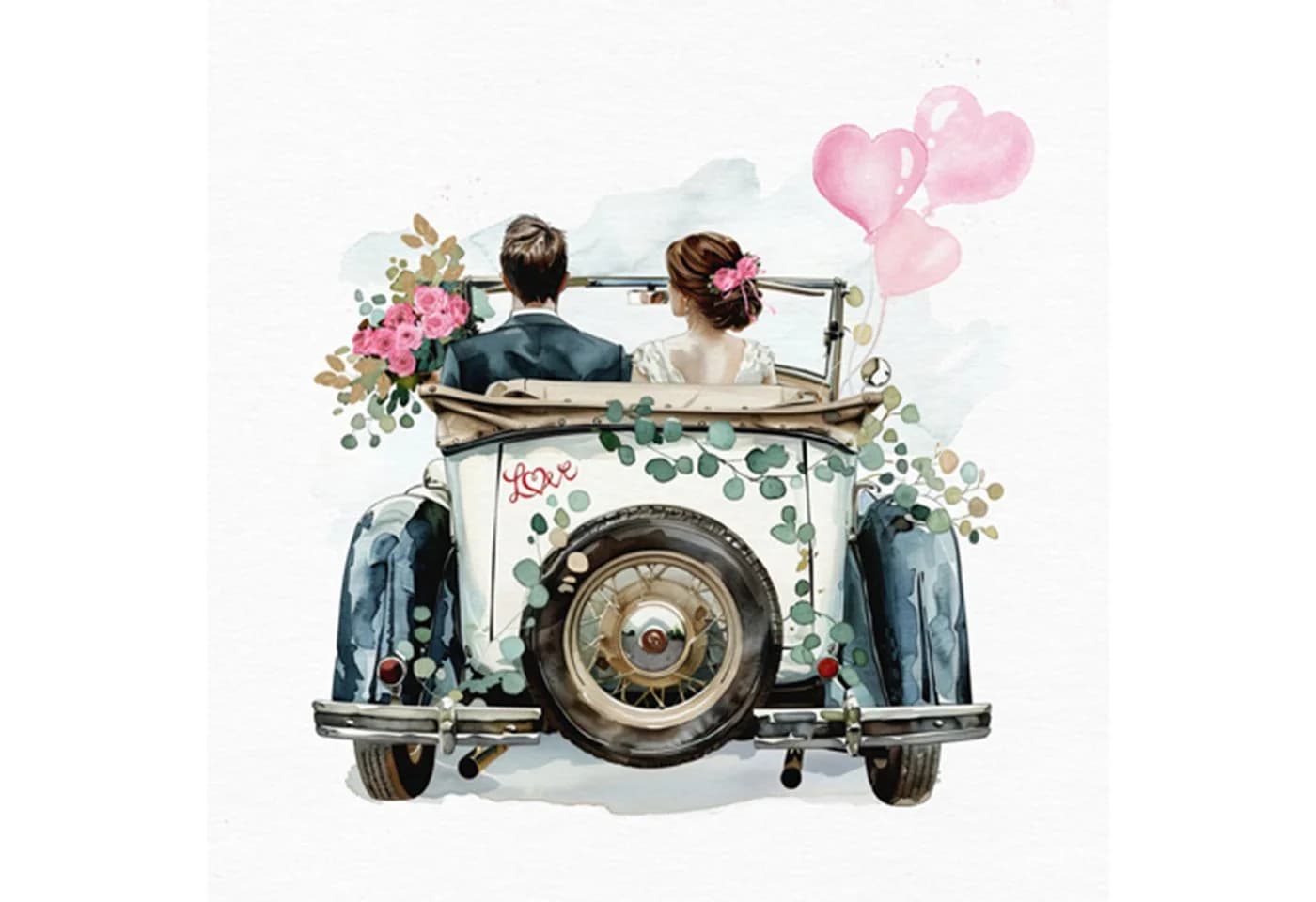 ti-flair Papierserviette 3-lagig Hochzeitsmotiv Rosa/Weiß 20 Stück