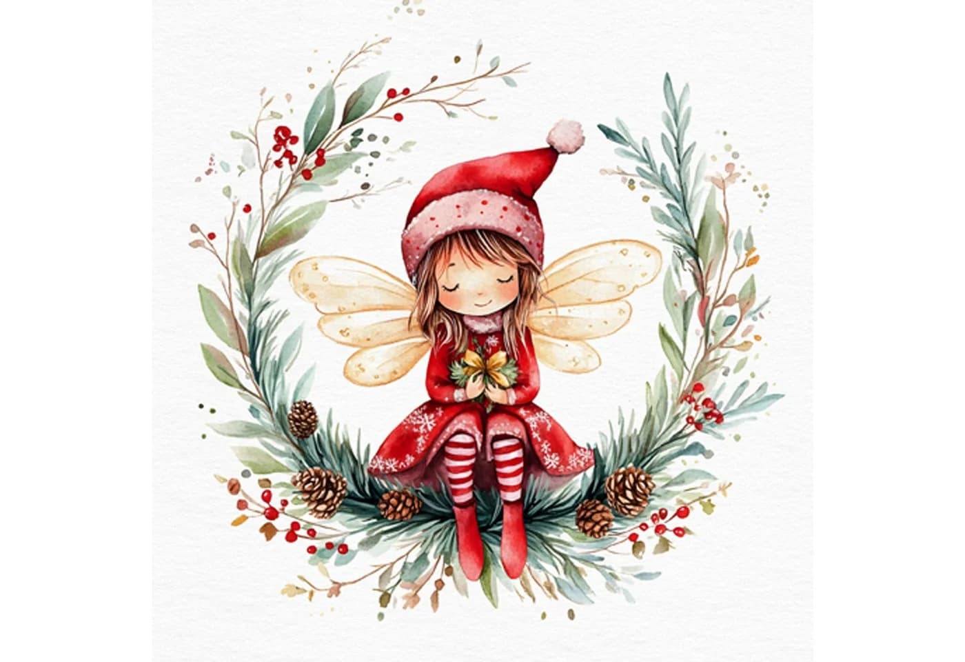 ti-flair Papierserviette 33x33cm 3-lagig Weihnachtsmotiv Rot/Grün 20 Stk