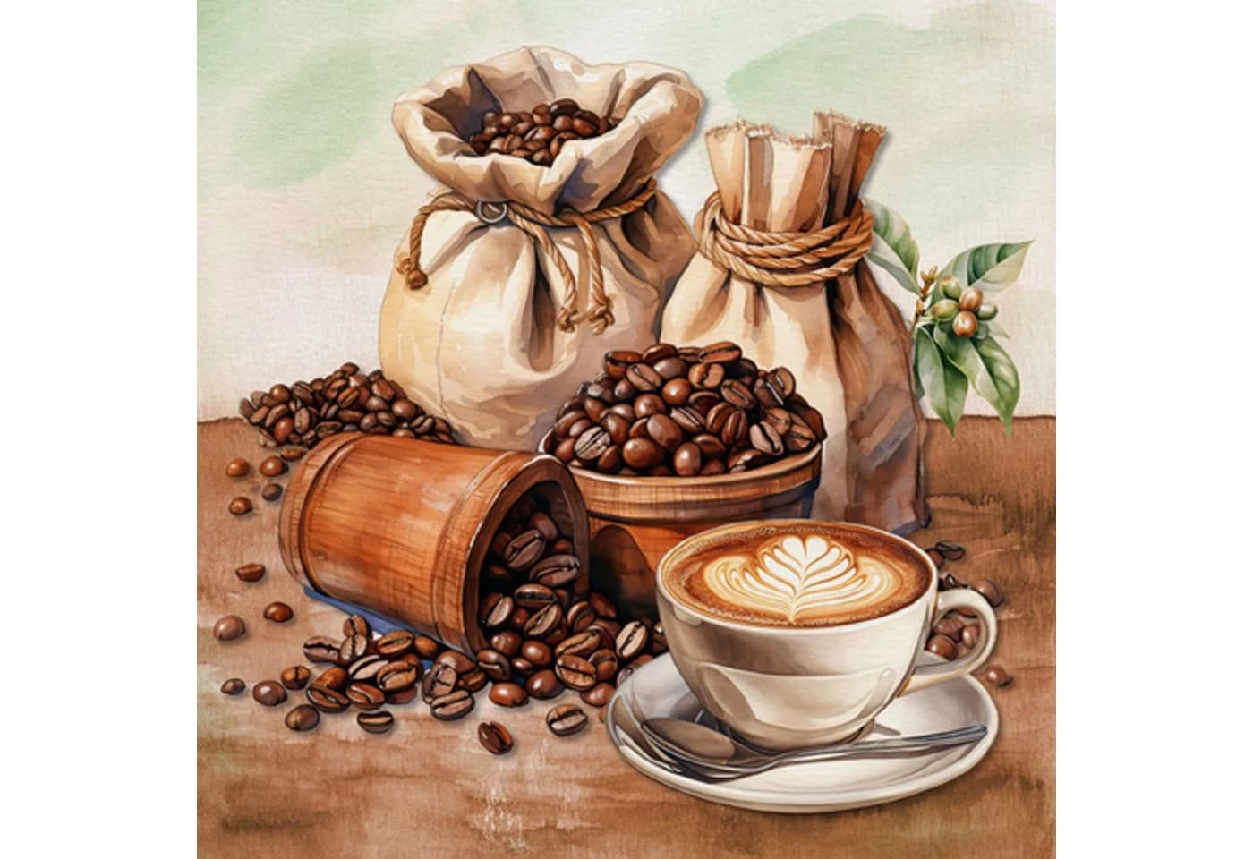 ti-flair Papierserviette 3-lagig Kaffee-Motiv Braun Beige 33x33cm 20 Stück - Bild 2