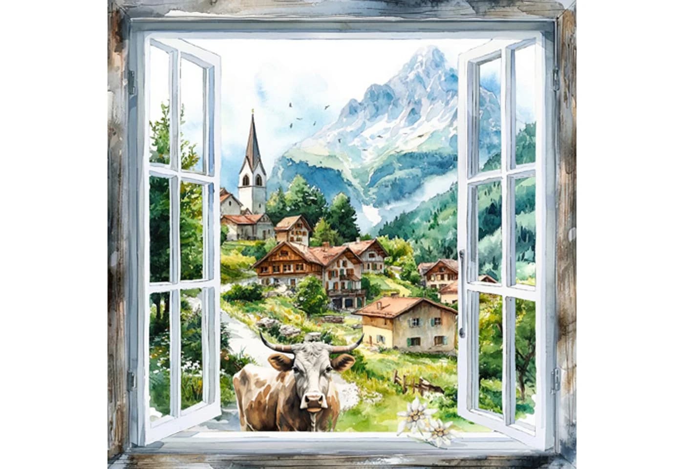 ti-flair Papierserviette 3-lagig Alpenblick Motiv 33x33cm - Bild 2