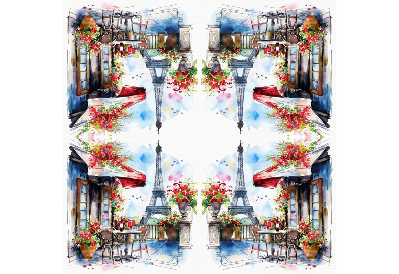 ti-flair Papierserviette 33x33cm 3-lagig Paris Café & Blumen Motiv 20 Stück