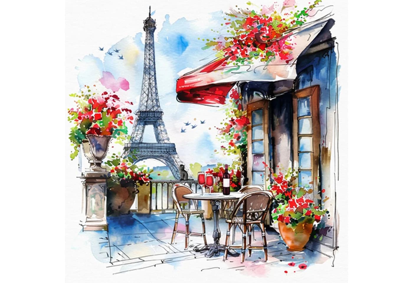 ti-flair Papierserviette 33x33cm 3-lagig Paris Café & Blumen Motiv 20 Stück - Bild 2