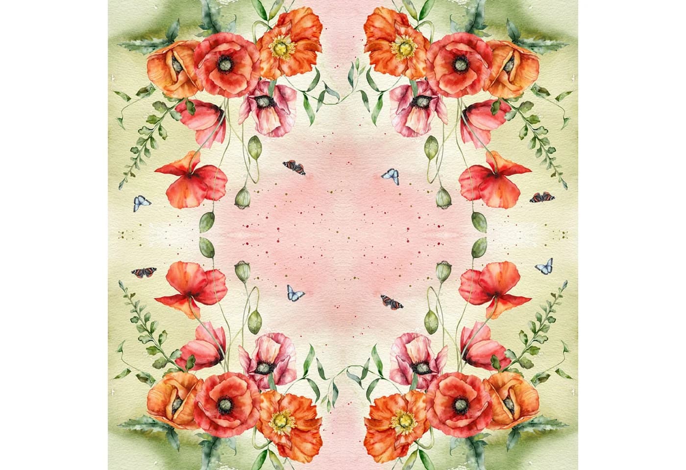 ti-flair Papierserviette 33x33cm 3-lagig Mohnblumen Motiv Bunt 20 Stück